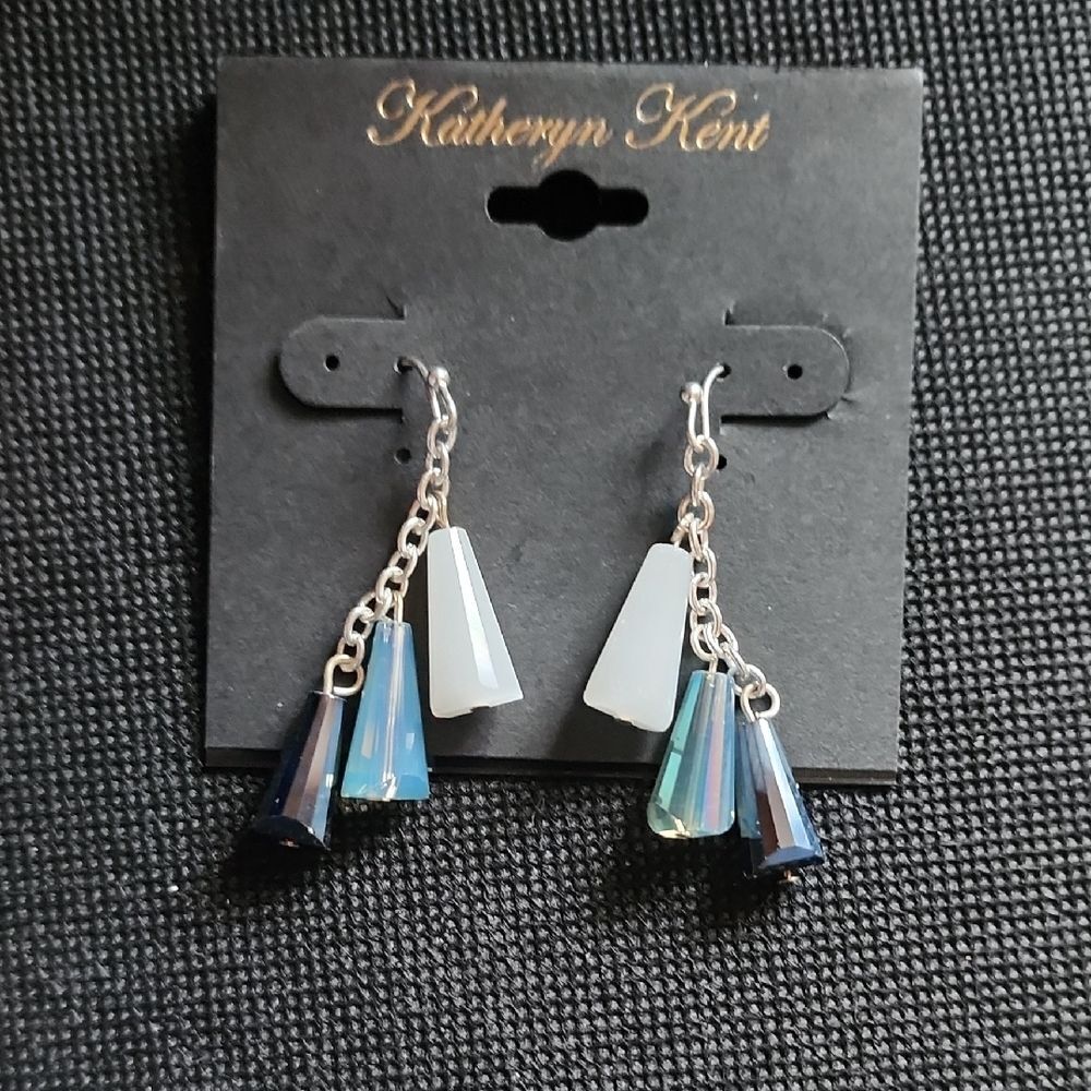 Silver and Blue Dangle Earrings By Katheryn Kent